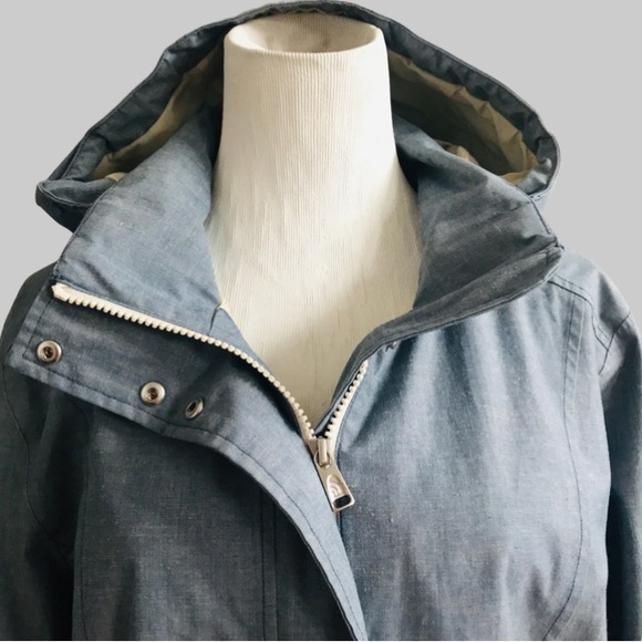 The North Face Dryvent Women Heather Blue Hooded Trench Rain Coat Jacket X Large - Picture 5 of 15